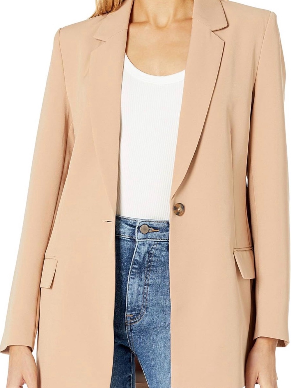 The Drop Women's Blake Long Blazer Camel